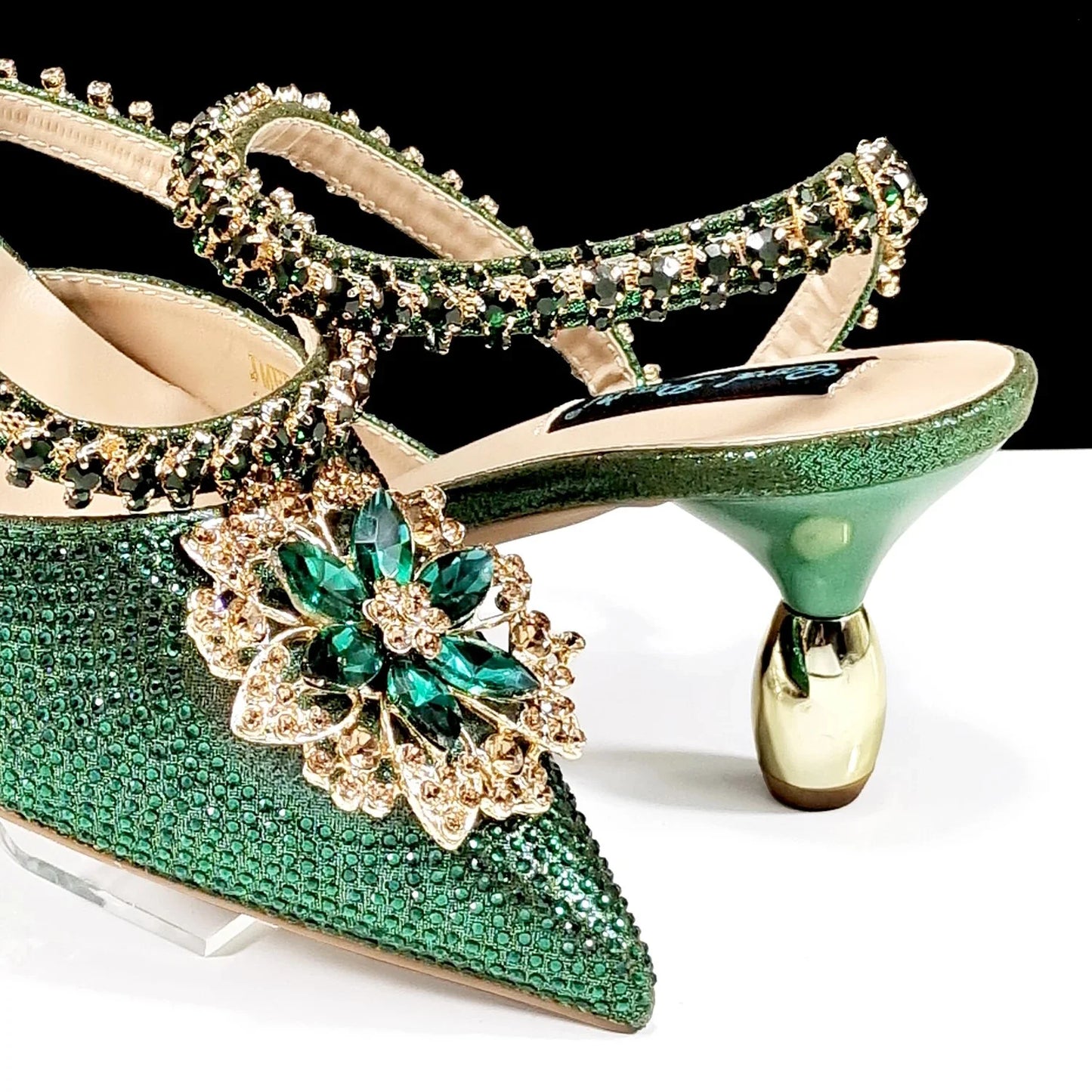 Elegant Rhinestone-Embellished Heels And Gold Mini Bag Set for Night Outfits Women's Fashion Accessory Combo