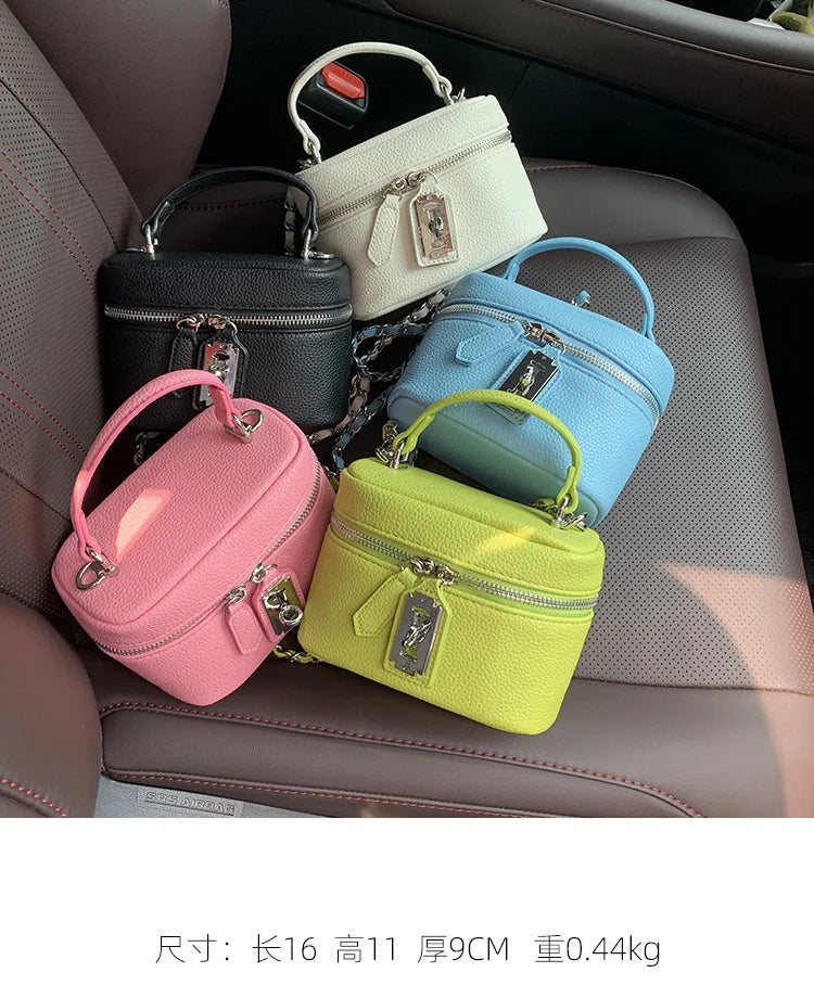 Women Square Handbags 2024 Summer Fashion Chains Crossbody Bags Texture PU Shoulder Bag Elegant Chic Mini Mobile Phone Bags