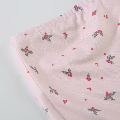 Summer Two-piece Pajamas Set for Women Sleepwear  Floral Lace Pink Sleeveless Camisoles and Slim Shorts Loungewear