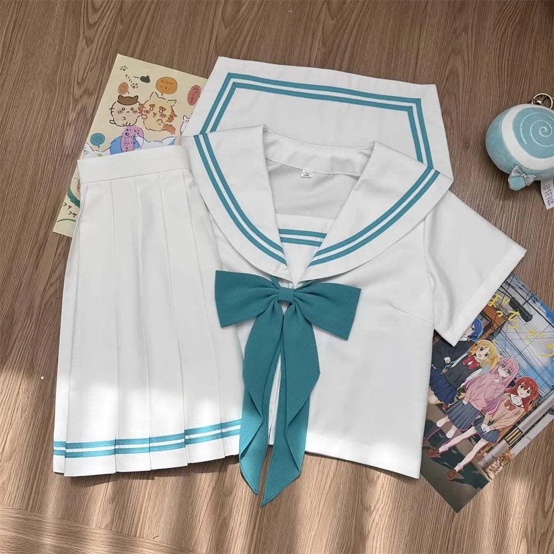 Student Clothes Sailor Outfit White Pink Japanese School Jk Uniform Sailor Fuku Korean Women's High School Girls Seifuku