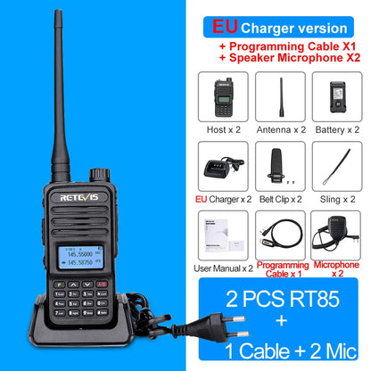 Retevis RT85 Walkie Talkie Long Range Ham Two-way Radio Station Walkie-talkies VHF UHF Dual Band Amateur Portable Radio Hiking