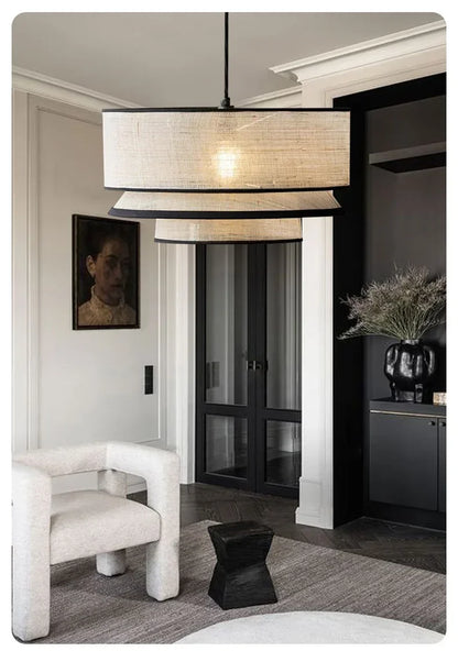 Fabric Ceiling Pendant Lamps Living Room Restaurant  Bedroom Kitchen Chandelier Home Decor Lustre Hanging Lights