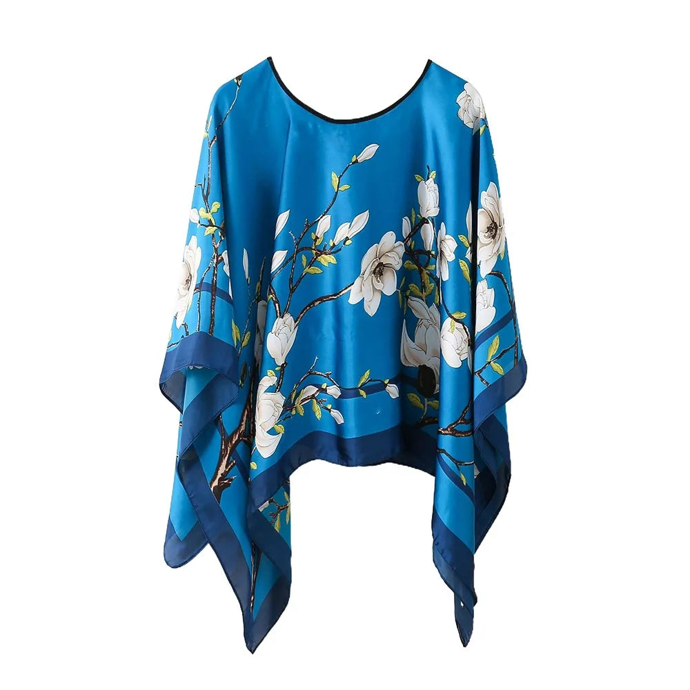Shawls Summer Beach Sexy Women Fashion Print Chiffon Smock Bikini Cover Up Loose Blouse Sunscreen Comfortable Poncho