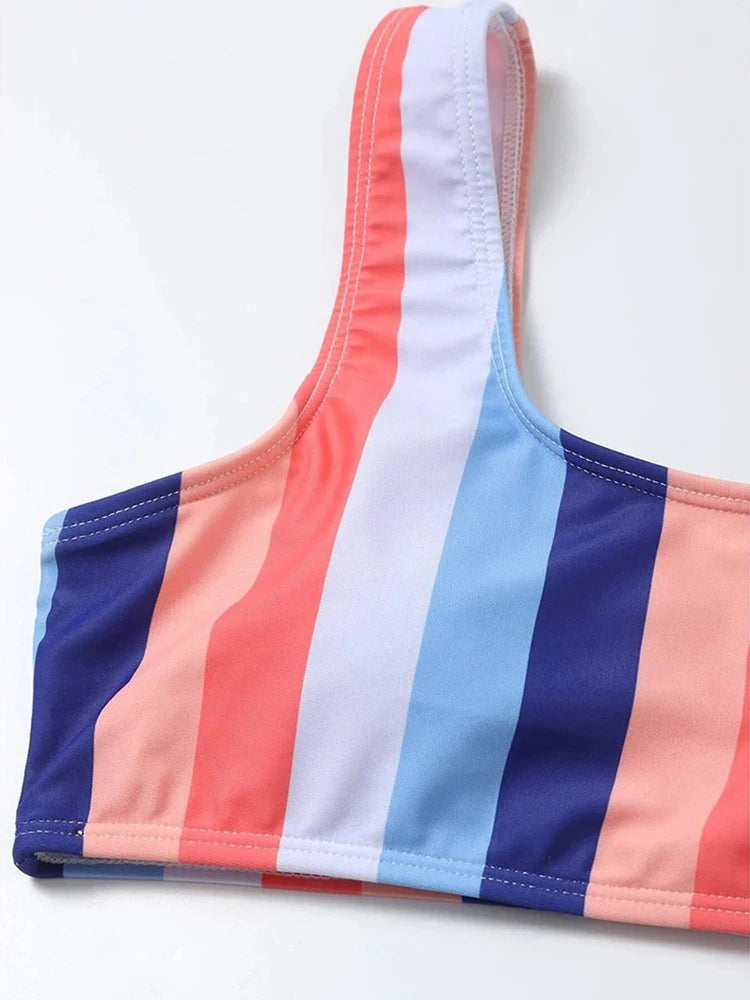 High Waist Bikini Women Swimsuit Push Up Swimwear Woman 2026 Sexy Striped Bikinis Sets Female Bandeau Bathing Suits Beach Wear