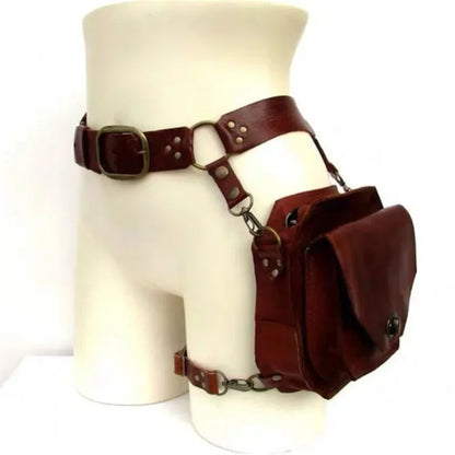 Punk Retro PU Square Waist Bag Casual Small Square Hip Packs For women's Crossbody Cross Multi-function Outdoor Leg Phone Pouch