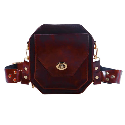 Punk Retro PU Square Waist Bag Casual Small Square Hip Packs For women's Crossbody Cross Multi-function Outdoor Leg Phone Pouch