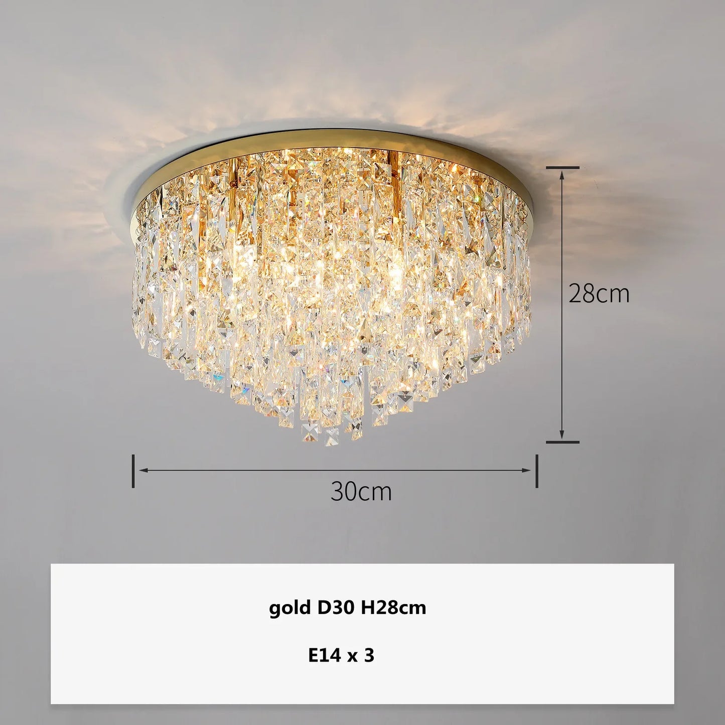 Modern Luxurious Crystal Ceiling Lamp Gold & Silver Color for Living Room Dining Room Bedroom - Elegant Lighting Fixture