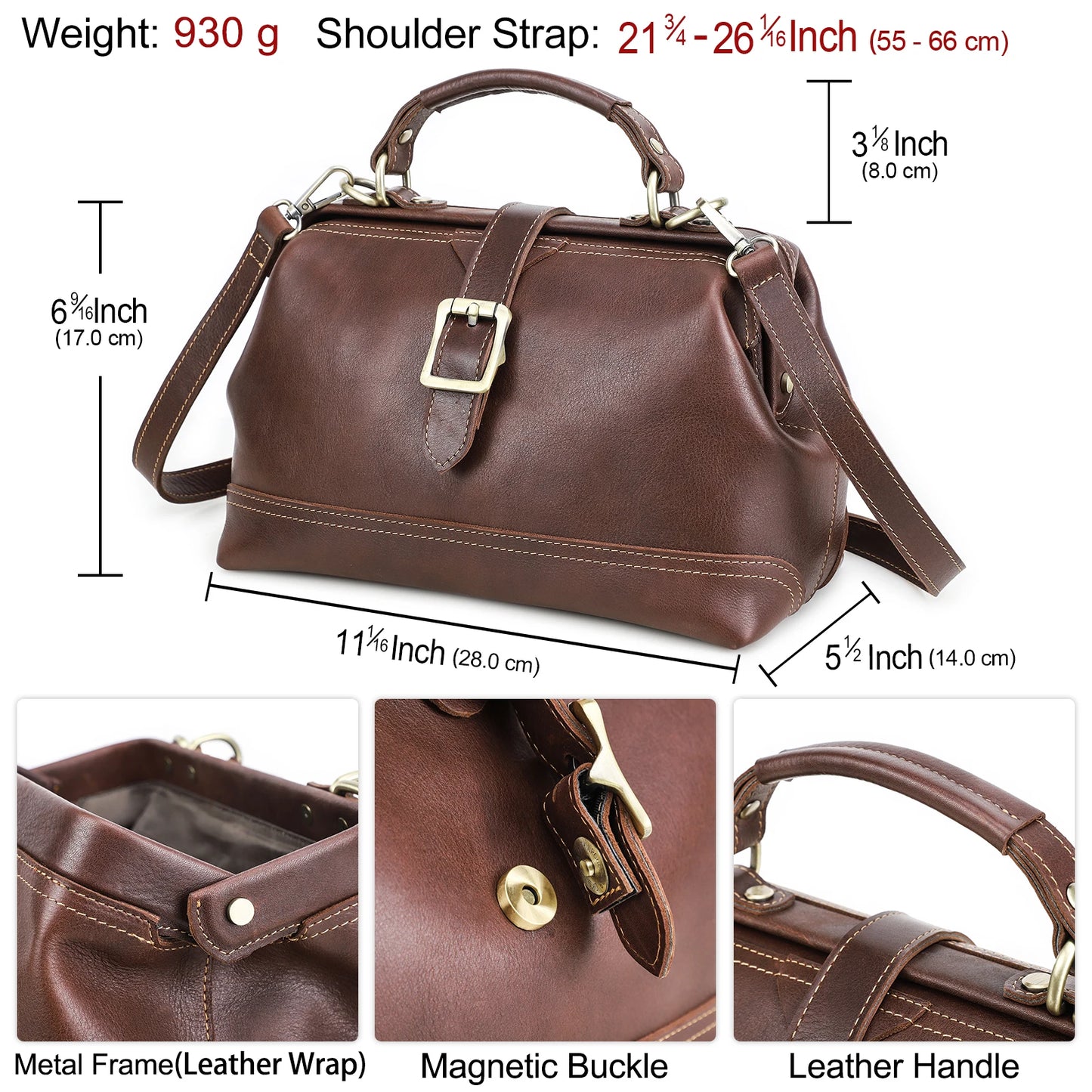 CONTACT'S Genuine Leather Sling Shoulder Bags for Women Luxury Designer Tote Bag Women‘s Bag Handbag Fashion Ladies’ Doctor Bag