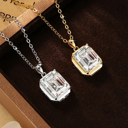 OXTAO Minimalist Moissanite Solitaire Pendant Necklace Emerald Cut D VVS1 for Women 14K Gold Filled Charm Necklace Jewelry Gift