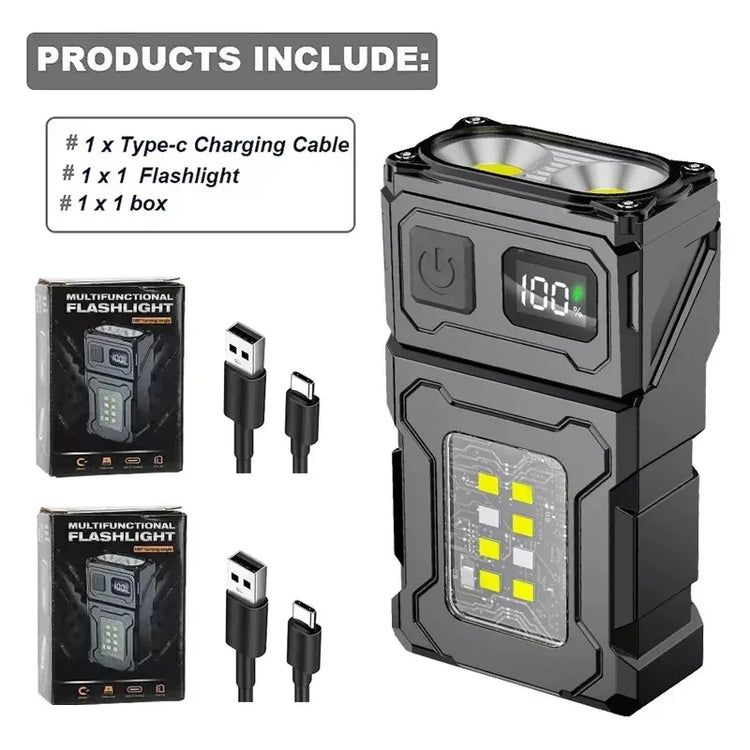 Tactical Portable Work Light EDC Flashlight Tool Mini LED Flashlight Outdoor Camping Hiking Tool MOLLE Flash Light Rechargeable