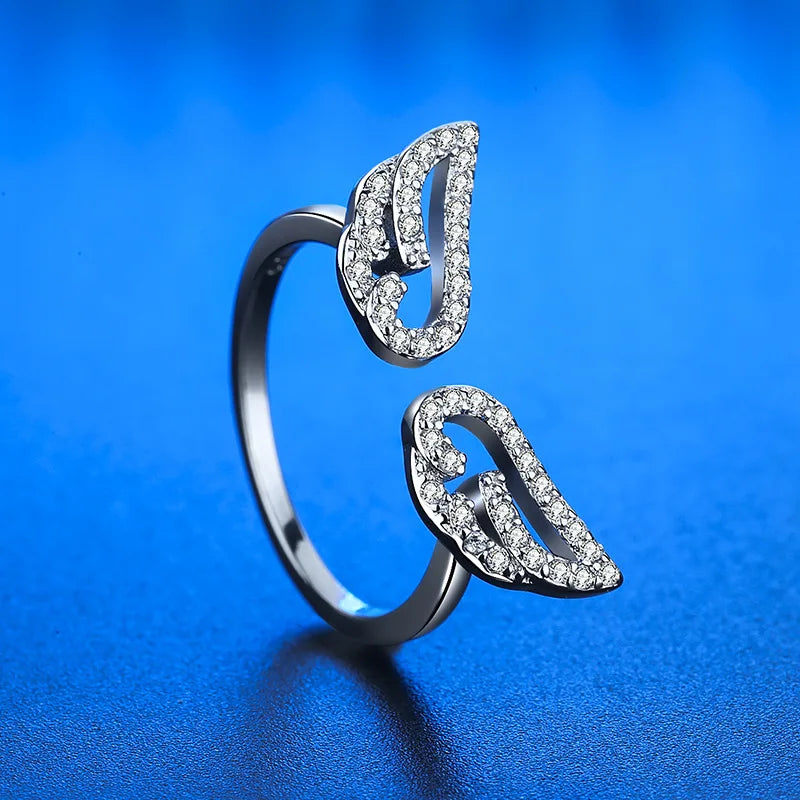 925 Sterling Silver Ring Heart AAA Zircon Open adjustable Engagement For Women Wedding Fashion Jewelry Party Gifts