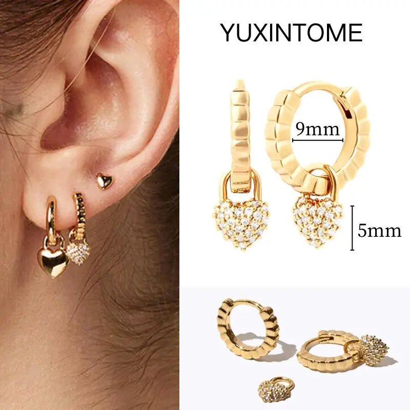 White Color Zircon Hoop Earrings 925 Sterling Silver Needle Cross/Star/Flower/Water Drop Pendant Gold Earrings Luxury Jewelry