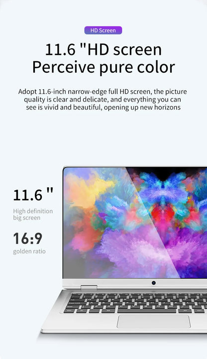 AKPAD 2 In 1 Laptop 11.6 Inch Touch Screen 8GB RAM 128GB 256GB 512GB 1TB SSD Intel N4020 Black Tablet PC Portable Notebook