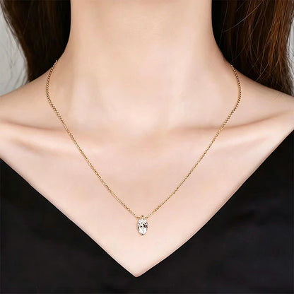 OXTAO Moissanite Solitaire Pendant Necklace 5x10mm Marquise Cut for Women 14K Gold Filled Luxury Chain Necklace Wedding Jewelry