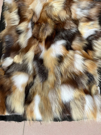 Natural fox fur plates real fur blanket parka lining DIY material