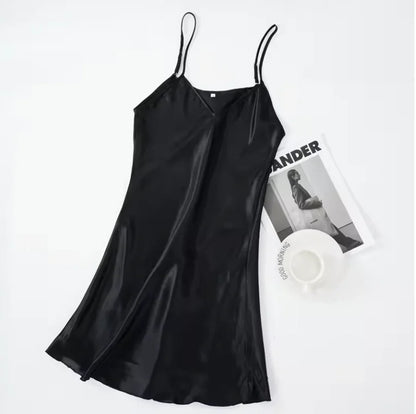 Women's Sexy Silk Satin Night Dress Sleeveless Nighties V-neck Nightgown Nightdress Plus Size Sleepwear Nightwear