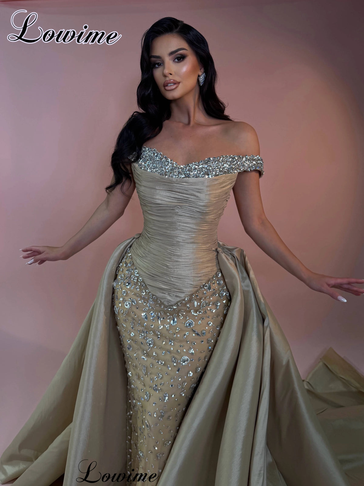 2026 High Fashion Celebrity Dresses With Detachable Train Crystals Sweetheart Evening Gowns Mermaid Vestidos De Gala Customized