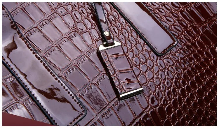 Luxury Vintage Women's Crocodile Pattern Handbag Large Capacity Tote Bag Leather Business Shoulder Bag For Female