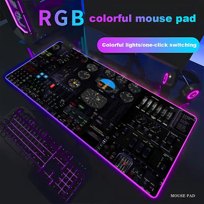 RGB Desk Mat Aviation Theme Mouse Pad Large Rubber Anti-slip Aircraft Dashboard HYBXAXC Office and Gamr Keyboard Mats Decor Mat