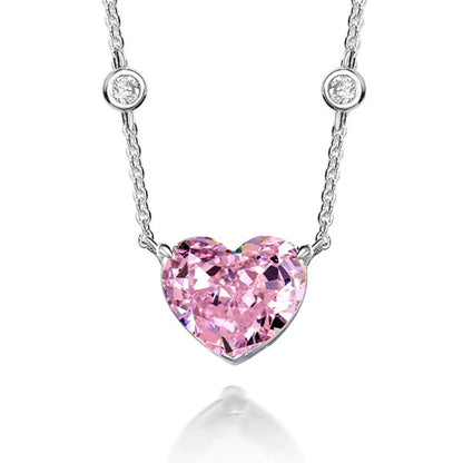 WUIHA 925 Sterling Silver Heart-shaped 10*12mm Vivid Yellow Sapphire Created Moissanite Diamond Pendant Necklaces for Women Gift