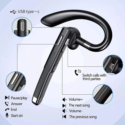 Newest Wireless Headphones Business Bluetooth v5.3 Earphones Hands-free Call Mic Noise Cancelling Headset Earbuds for Driving