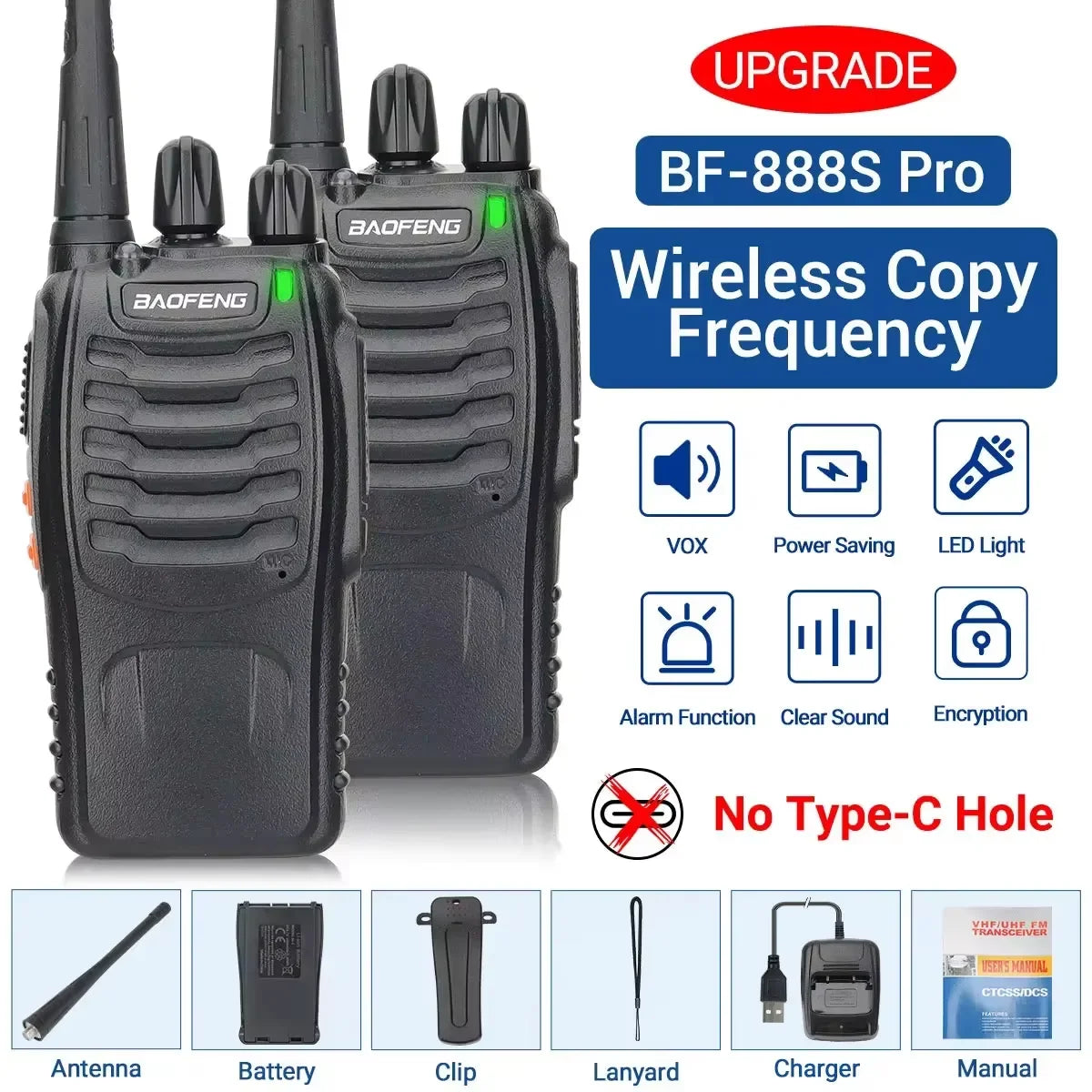 Baofeng BF-88E Walkie Talkie Wireless Copy Frequency Long Range UHF 400-470MHz Portable Ham Two Way Radio for Hunting