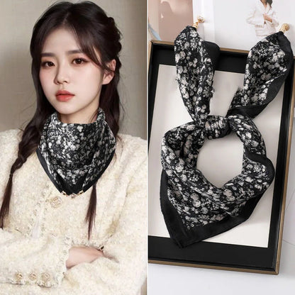 2026 new magnetic buckle silk scarf for women's small square scarf for autumn and winter warmth and cold resistance, fashionabl