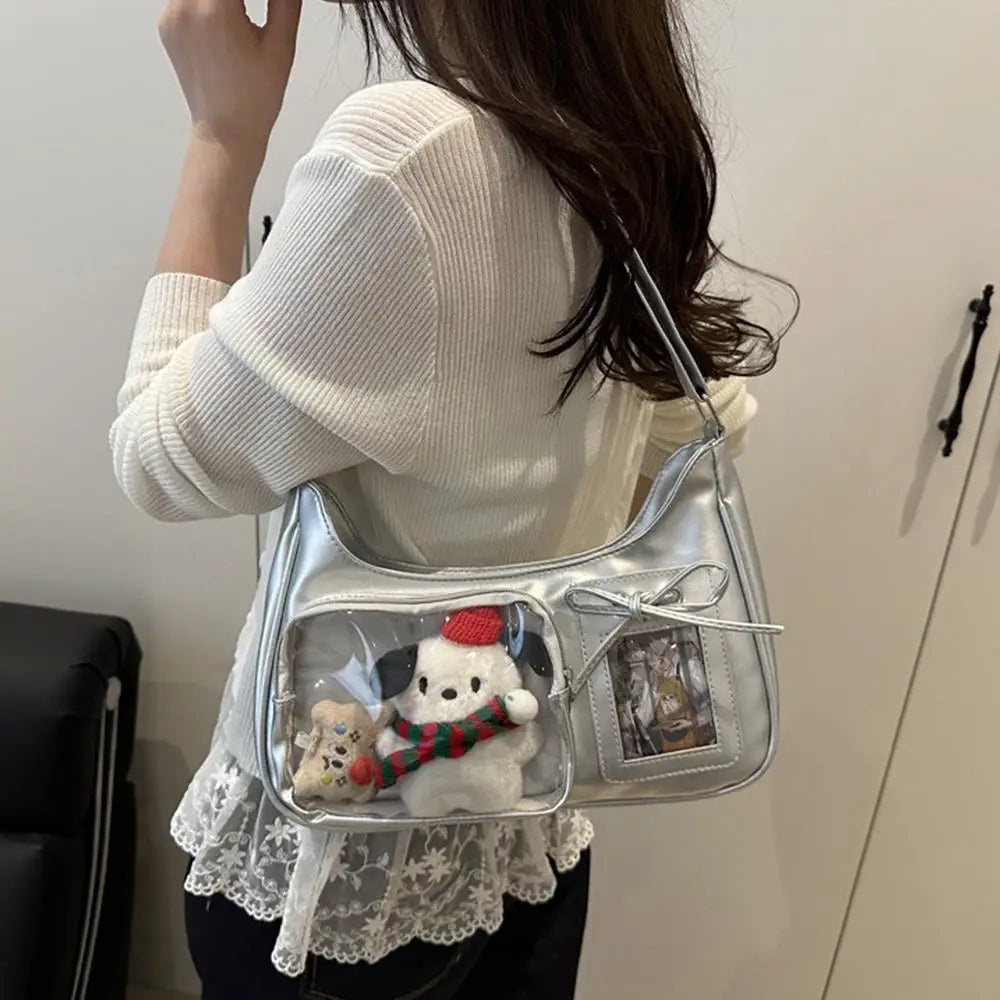 HOT Womens Transparent Ita Bags Girl Transparent Messenger Bag Women's Designer Handbags Ladys DIY Badge Tote Bag Lolita Handbag