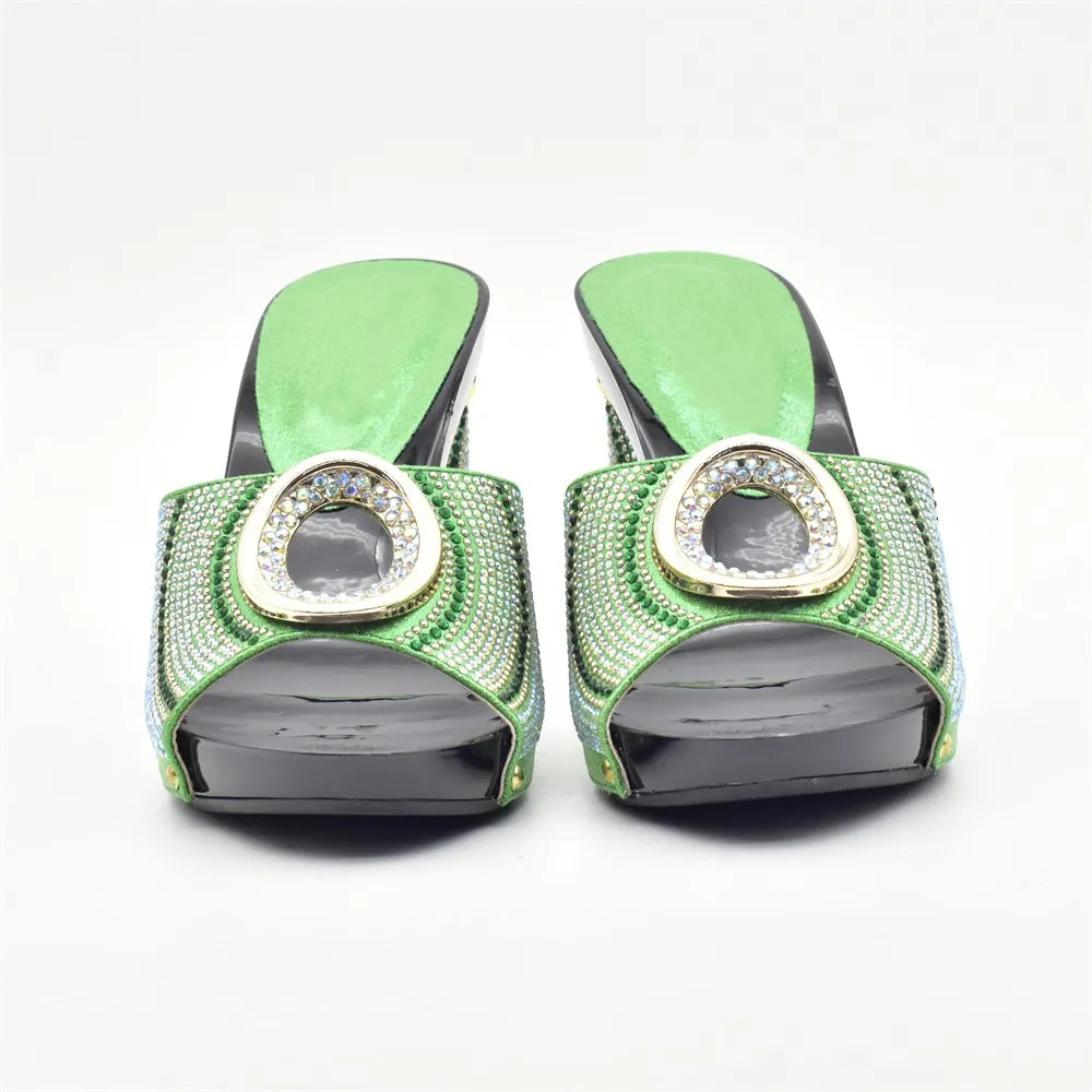 New Shoes and Bag Set African Sets Green Color Italian Shoes with Matching Bag for Women Nigerian Shoes and Bag Set for Wedding
