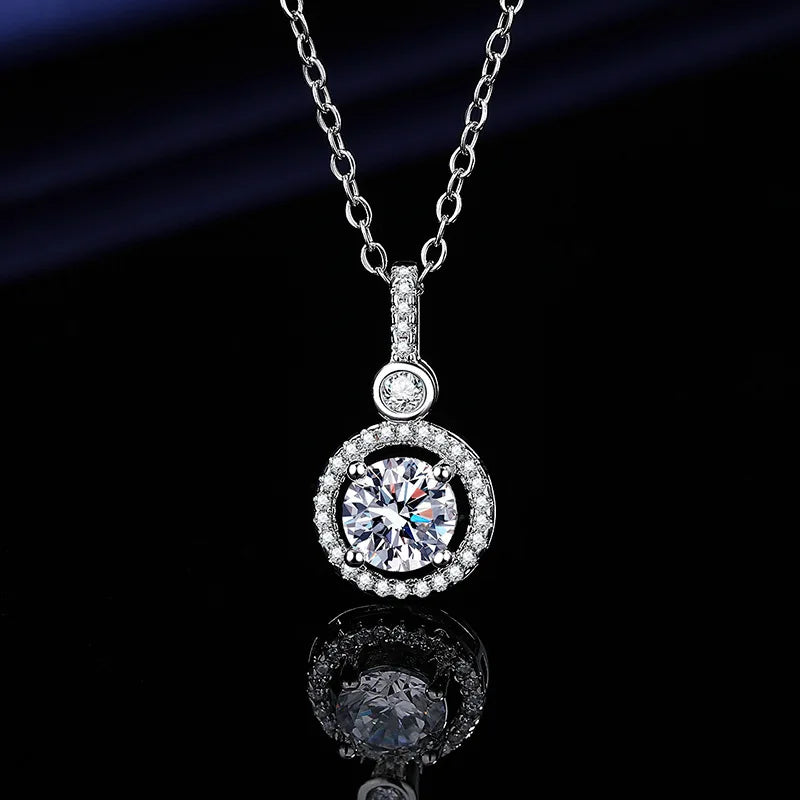 Necklace For Women Sterling S925 Silver With White Gold Plated Lab Diamond Jewelry Wedding Pendant Zircom