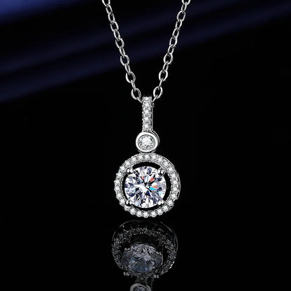 Necklace For Women Sterling S925 Silver With White Gold Plated Lab Diamond Jewelry Wedding Pendant Zircom