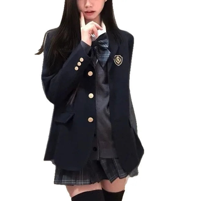 2026 Spring Autumn New Women Japanese JK School Blazer Jacket Preppy College Style Student Campus Outerwear Uniform Coat