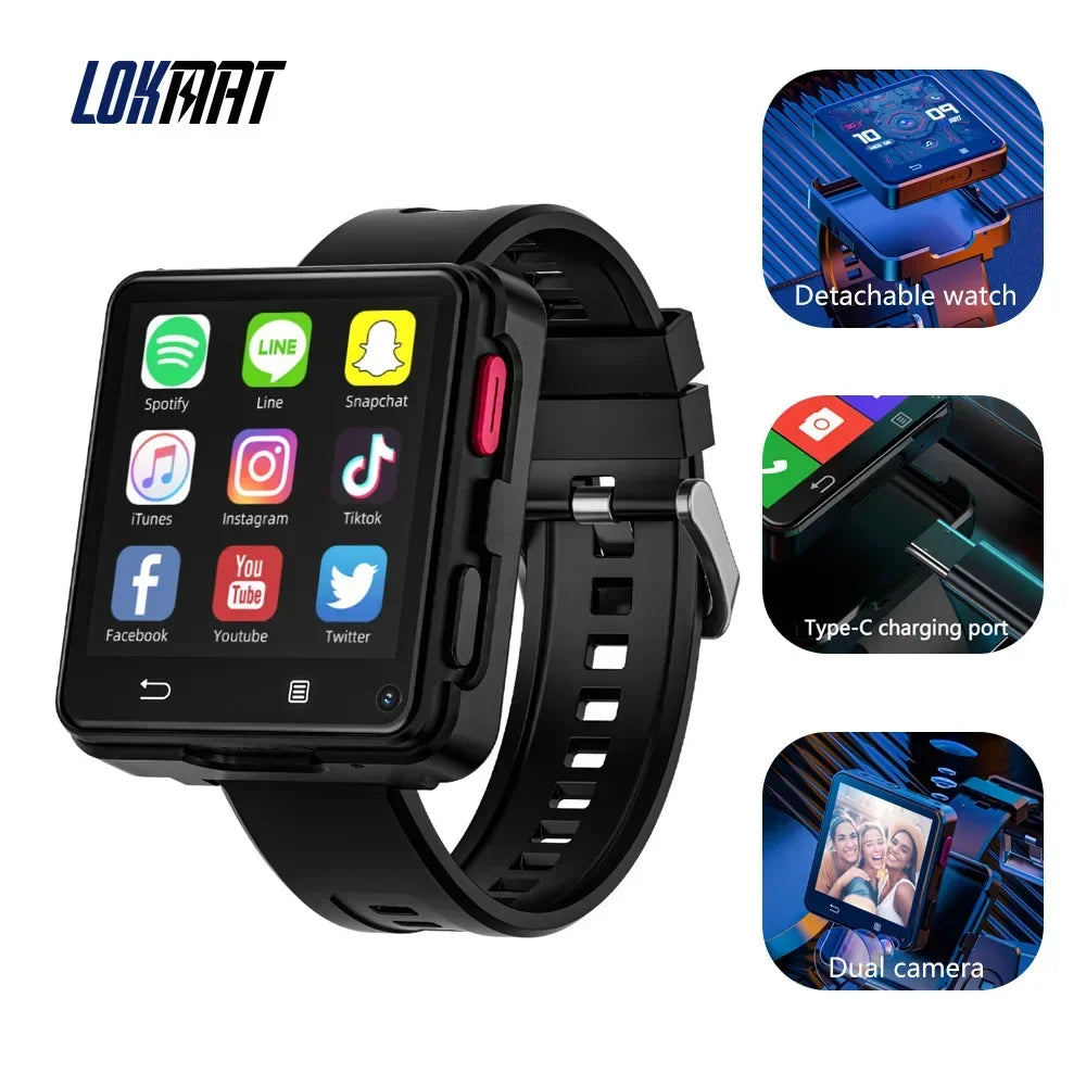 New LOKMAT APPLLP 2 MAX 4G Smart Watch Men 2.64 Inch Large Screen 4GB 64GB Google Play Game Waterproof Android 11.0 Smartwatch