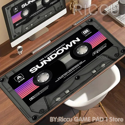Retro VHS Style Xxl Mouse Pad Computer Large Size Mousepad Non-slip Gamer Keyboard Mausepad 90x40cm Art Design HD Deskmat Carpet