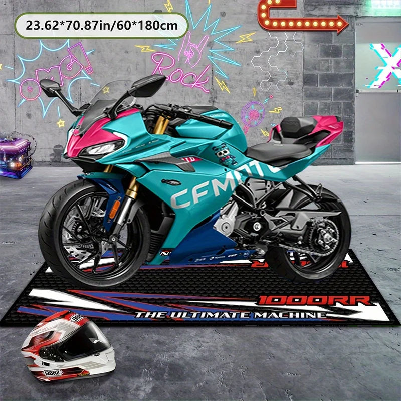 VIKAMA Motorcycle Display Mat Non-Slip Garage Parking Mat Corridor Bedroom Carpet Motorcycle Enthusiast Home Decor