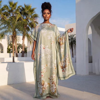 Summer Fashion African Shawl For Women Elegant Printed Muslim Lady Long Hijab Kaftan Dress Sun Protection Kuwait Abaya Scraf