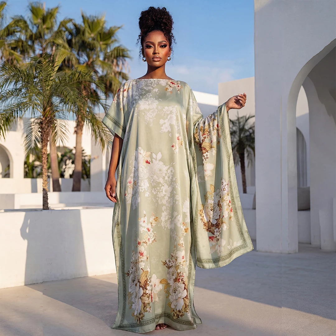 Summer Fashion African Shawl For Women Elegant Printed Muslim Lady Long Hijab Kaftan Dress Sun Protection Kuwait Abaya Scraf