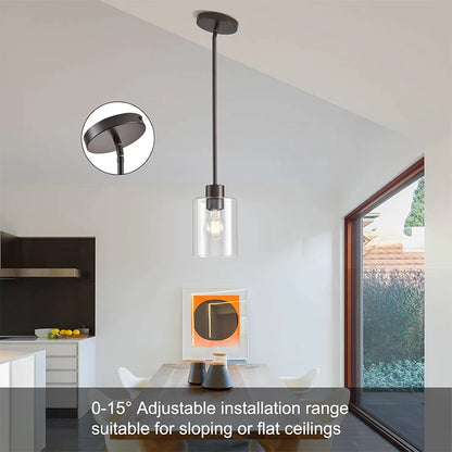 Modern Industrial Pendant Lamp Glass Hanging Adjustable Height Kitchen Dining Room Bedroom Bedside Bathroom Decor Lights
