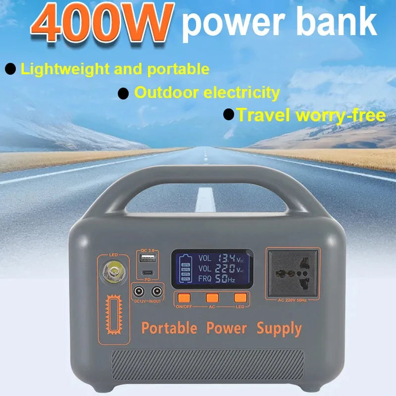 400W Portable Power Station Solar Generator 192Wh LiFePo4 Battery220V Energy Power Plant for Camping RV with Solar Panel Charger