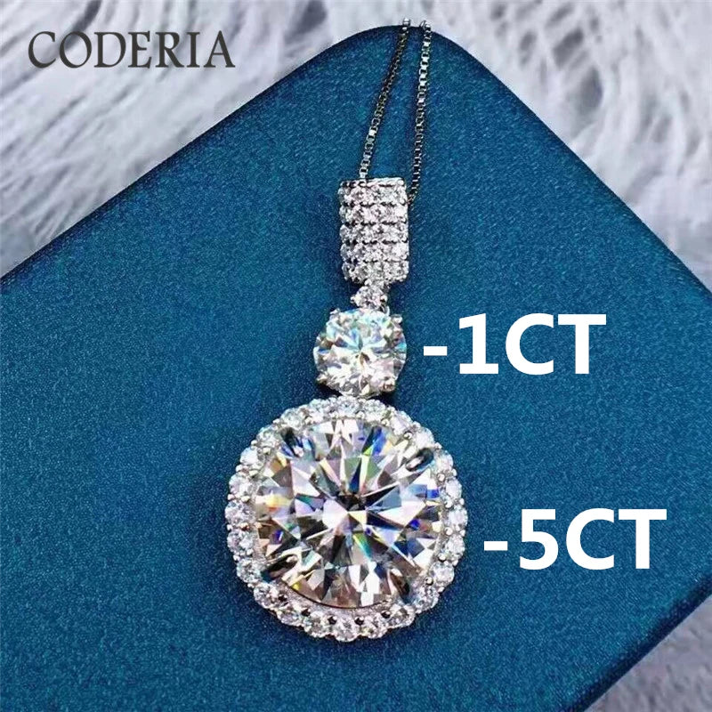 Classic D Color 6-11 CT Moissanite Necklace Diamond Pendant Plated 18K Gold Sterling Silver Wedding Necklace Luxury GRA Jewelry