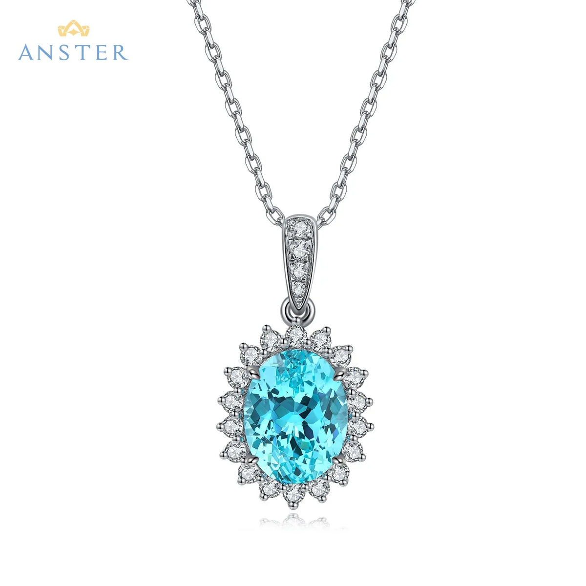 Women Diamonds Pendant Necklaces Charms 925 Silver Lab Paraiba Jewelry