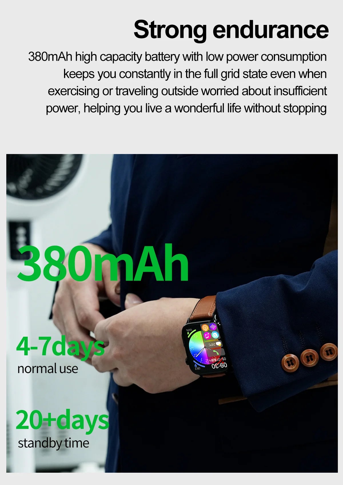 ET580 Smart Watch Men 2.04inch AMOLED Large Screen Bluetooth Call ECG Blood Pressure Oxygen Health Monitor SOS Smartwatch