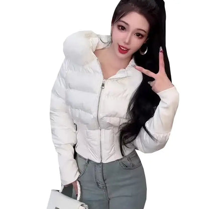 2026 Small Waist Short Cotton Clothes Large Fur Collar Heavy Industry Design Waist Slimming Versatile Fashionable Cotton Clothes