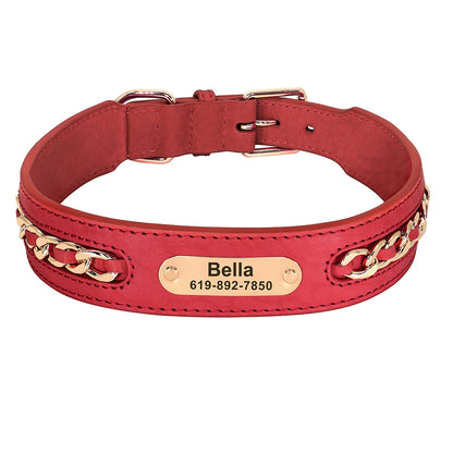 Custom Leather Dog Collar Accessories Personalized ID Tag Nameplate Collars For Small Medium Large Dogs French Bulldog Pitbull