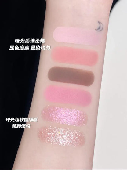 Makeup Flower Knows Set Swan Ballet Series Six Color Eyeshadow Palette Embossed Blusher Shine Lipstick Kit With Bag All In