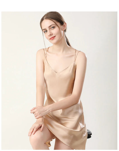 100% Real Silk Pajamas for Women Summer Two-Piece Set Sexy Cami Nightgown & Robe Set Mulberry Silk Sleepwear Autumn Winter