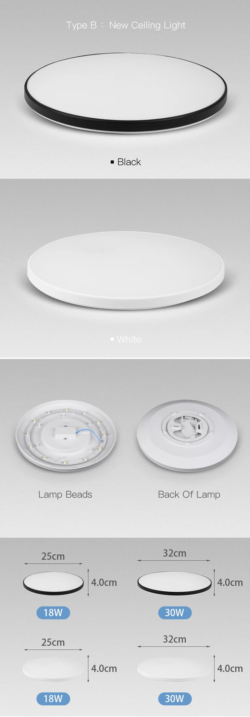 LED Ceiling Lamp 15W~50W Kitchen Light Fixture Bedroom Corridor Lustre Plat Led Lights Living Room Decor 220V Ceiling Chandelier