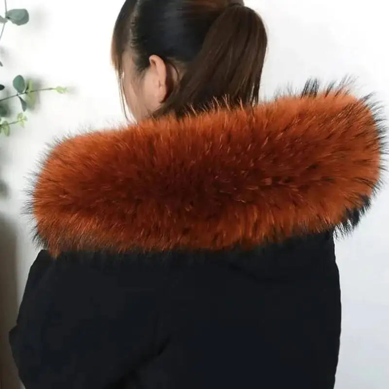 Raccoon Fur Collar Real Fur Down Jacket Parka Fur Collar Natural Fur Hood Trim Fur For Women Warm Wraps Furry Fur Scarf for Coat