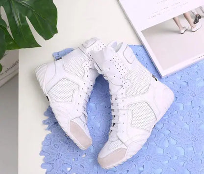 Women Shoes White High Top Sneakers Spring Summer Women Casual Shoes Fashion Shoes Breathable Solid Color Flat With boots