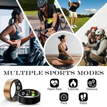  2026 New Smart Ring Heart Rate Blood Pressure Sleep Monitoring Motion Tracking IP68 Waterproof Men Women Smart Ring Holiday Gi